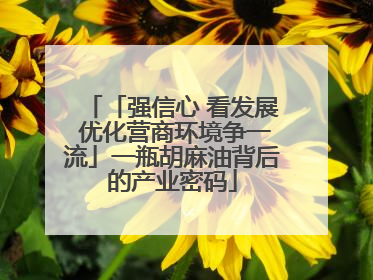 「强信心 看发展 优化营商环境争一流」一瓶胡麻油背后的产业密码