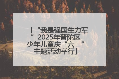 “我是强国生力军”2025年普陀区少年儿童庆“六一”主题活动举行