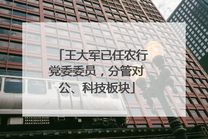 王大军已任农行党委委员，分管对公、科技板块