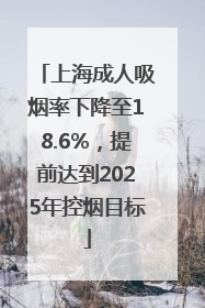 上海成人吸烟率下降至18.6%，提前达到2025年控烟目标