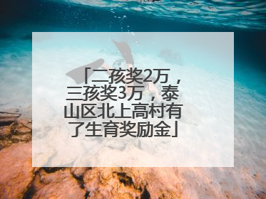二孩奖2万，三孩奖3万，泰山区北上高村有了生育奖励金