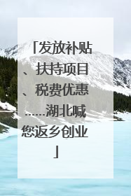 发放补贴、扶持项目、税费优惠……湖北喊您返乡创业