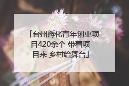 台州孵化青年创业项目420余个 带着项目来 乡村给舞台