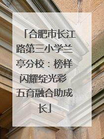 合肥市长江路第三小学兰亭分校：榜样闪耀绽光彩 五育融合助成长