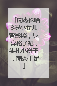 周杰伦晒3岁小女儿背影照，身穿格子裙，头扎小辫子，萌态十足