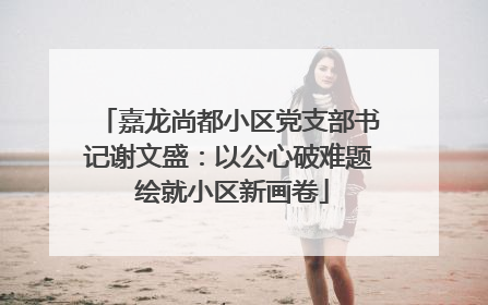 嘉龙尚都小区党支部书记谢文盛：以公心破难题 绘就小区新画卷