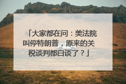 大家都在问：美法院叫停特朗普，原来的关税谈判都白谈了？