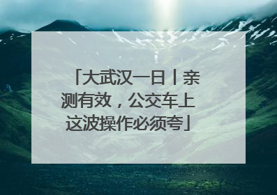大武汉一日丨亲测有效，公交车上这波操作必须夸