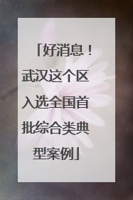 好消息！武汉这个区入选全国首批综合类典型案例