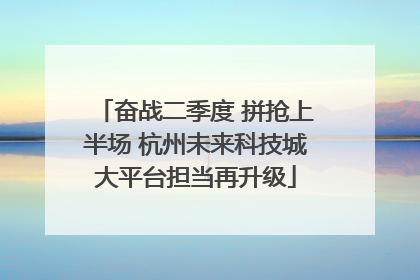 奋战二季度 拼抢上半场 杭州未来科技城大平台担当再升级