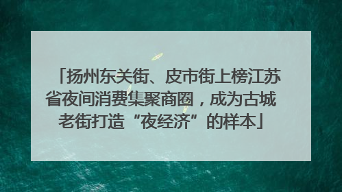 扬州东关街、皮市街上榜江苏省夜间消费集聚商圈，成为古城老街打造“夜经济”的样本