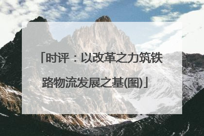 时评：以改革之力筑铁路物流发展之基(图)