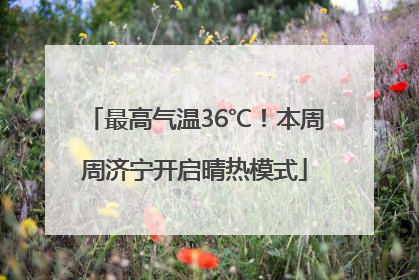 最高气温36℃！本周周济宁开启晴热模式