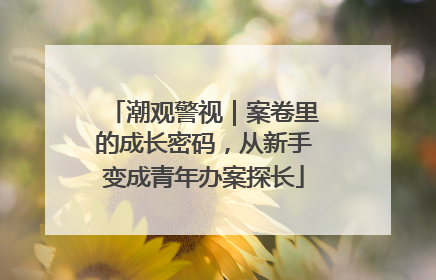 潮观警视｜案卷里的成长密码，从新手变成青年办案探长