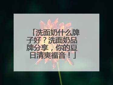 洗面奶什么牌子好？洗面奶品牌分享，你的夏日清爽福音！