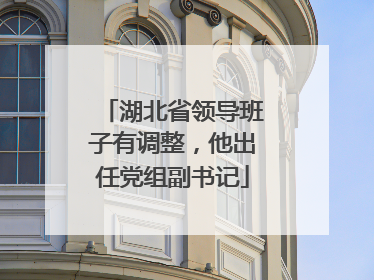 湖北省领导班子有调整，他出任党组副书记