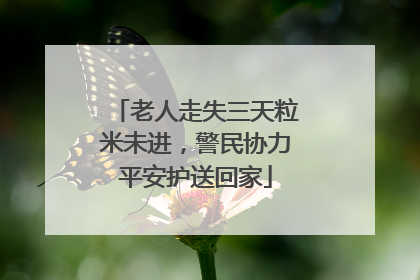 老人走失三天粒米未进，警民协力平安护送回家