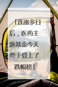连涨多日后，医药主题基金今天终于登上了跌幅榜