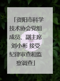 资阳市科学技术协会党组成员、副主席刘小彬 接受纪律审查和监察调查