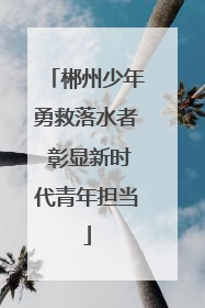 郴州少年勇救落水者 彰显新时代青年担当