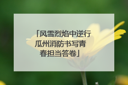 风雪烈焰中逆行 瓜州消防书写青春担当答卷