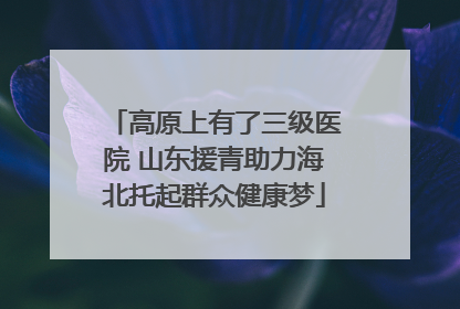 高原上有了三级医院 山东援青助力海北托起群众健康梦