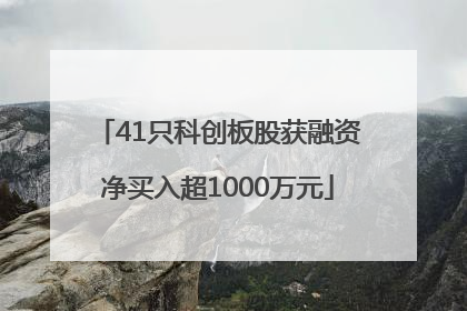 41只科创板股获融资净买入超1000万元